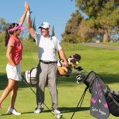 Hot Pink Golf Club White Bows Custom Birthday Golfhanddoek