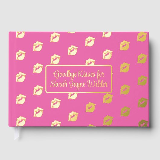 Hot Pink Goodbye Kisses Folie gastenboek (Voorkant)