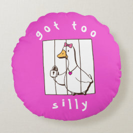 Hot Pink Got too Silly Funny Goose Rond Kussen