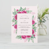 Hot Pink Graceful Spring Wedding Kaart (Staand voorkant)