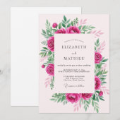 Hot Pink Graceful Spring Wedding Kaart (Voorkant / Achterkant)