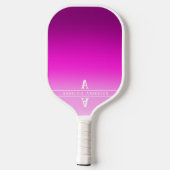 Hot Pink Gradient Monogram Initialen Pickleball Paddle (Achterkant)