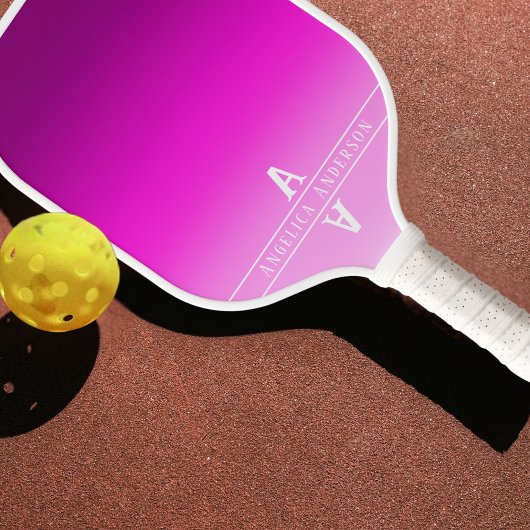 Hot Pink Gradient Monogram Initialen Pickleball Paddle