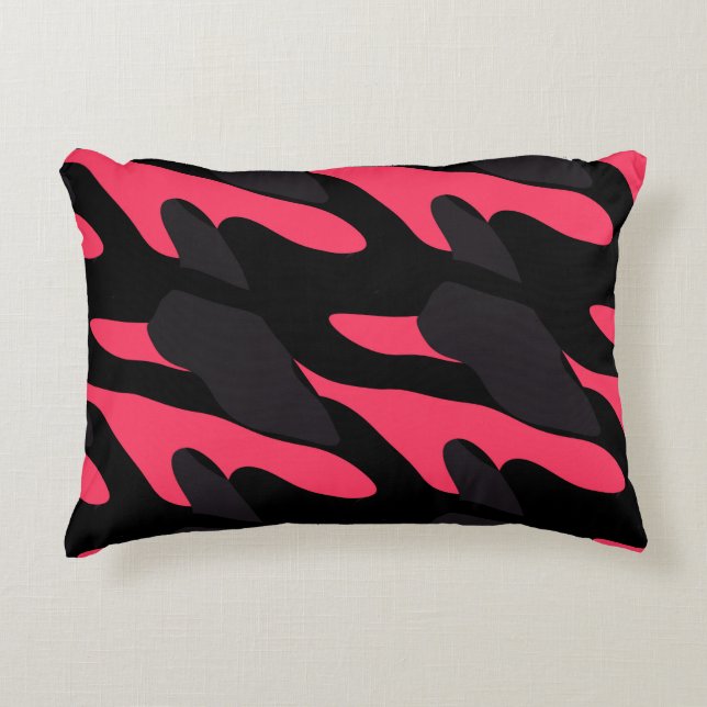 Hot pink, gray and black Camo abstract Accent Kussen (Voorkant)