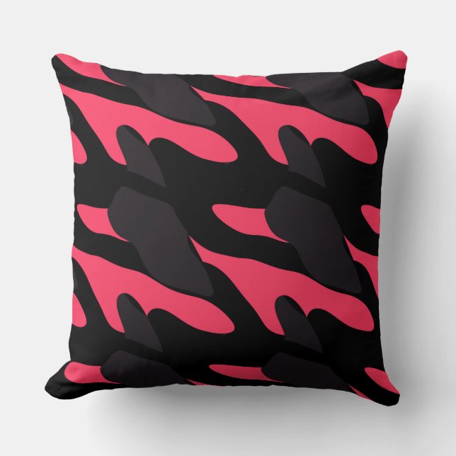 Hot pink, gray and black Camo abstract Kussen (Voorkant)