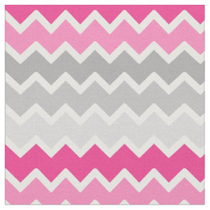 Hot Pink Gray Ombre Chevron Zigzag Pattern Stof