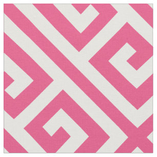 Hot Pink Greek Key op grote schaal   Bewerkbare kl Stof