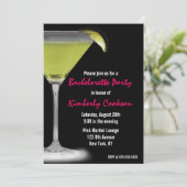 Hot Pink Green Martini Bachelorette Party Kaart (Staand voorkant)