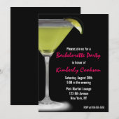 Hot Pink Green Martini Bachelorette Party Kaart (Voorkant / Achterkant)