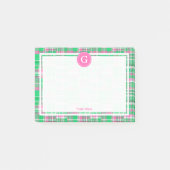 Hot Pink Green Patchwork Madras Pset 1IR omhuld Post-it® Notes (Voorkant)