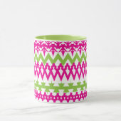 Hot Pink Green Tribal Chevron Patroon Mok (Midden)