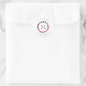 'Hot Pink Grey Black Floral Wreath' labels (Tas)