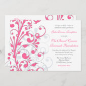 Hot Pink, grijs, White Charity Fundraiser Kaart (Voorkant / Achterkant)