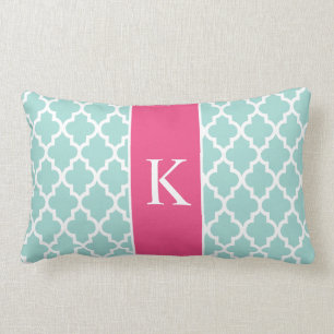 Hot Pink Groen Marokkaans aangepast monogram Kussen