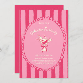 Hot Pink Hand Drawn Galentine's Day Party Kaart