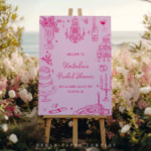 Hot Pink Hand Drawn Whimsical Vrijgezellenfeest Perfect Poster