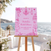 Hot Pink Hand Drawn Whimsical Vrijgezellenfeest Perfect Poster