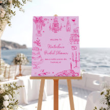 Hot Pink Hand Drawn Whimsical Vrijgezellenfeest