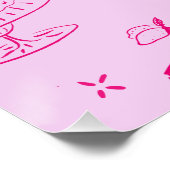 Hot Pink Hand Drawn Whimsical Vrijgezellenfeest Perfect Poster (Hoek)