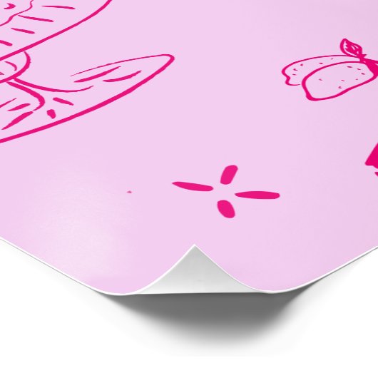 Hot Pink Hand Drawn Whimsical Vrijgezellenfeest Perfect Poster (Hoek)