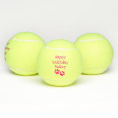 Hot Pink Happy Barkday Birthday Pet Dog Speelgoed Tennisballen (Multi)