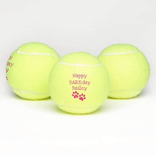 Hot Pink Happy Barkday Birthday Pet Dog Speelgoed Tennisballen (Multi)