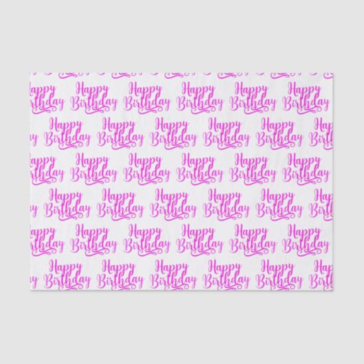 Hot Pink HAPPY BIRTHDAY Custom Party Tissuepapier (Voorkant)