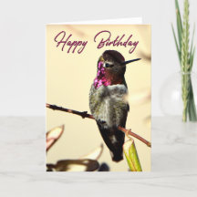 Hot Pink Happy Birthday Hummingbird Fotokaart