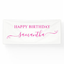 Hot Pink Happy Birthday Schattige Bow Handtekening