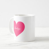 Hot Pink Heart Gepersonaliseerde Script-Mok Koffiemok (Voorkant links)