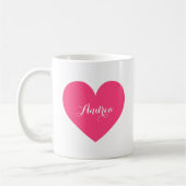 Hot Pink Heart Gepersonaliseerde Script-Mok Koffiemok (Links)