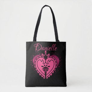 Hot Pink Heart met zwaard Fun Girly Tas