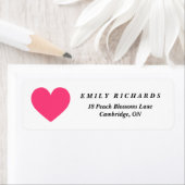 Hot Pink Heart Minimalist Adreslabel Etiket (Insitu)