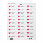 Hot Pink Heart Minimalist Adreslabel Etiket (Full Sheet)