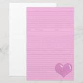 Hot pink Heart Monogram optionele lijnbriefpapier Briefpapier (Voorkant / Achterkant)