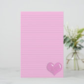 Hot pink Heart Monogram optionele lijnbriefpapier Briefpapier (Staand voorkant)