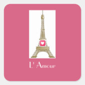 Hot Pink Heart Paris Eiffeltoren Sticker (Voorkant)