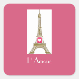 Hot Pink Heart Paris Eiffeltoren Sticker
