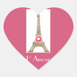 Hot Pink Heart Paris Eiffeltoren Sticker