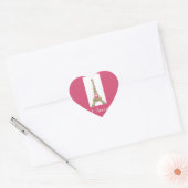 Hot Pink Heart Paris Eiffeltoren Sticker (Envelop)