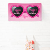 Hot Pink Heart Zonnebril Verjaardag Spandoek (Insitu)