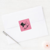 Hot Pink Hearts Top Hat en Hoge Hakken op stickers (Envelop)