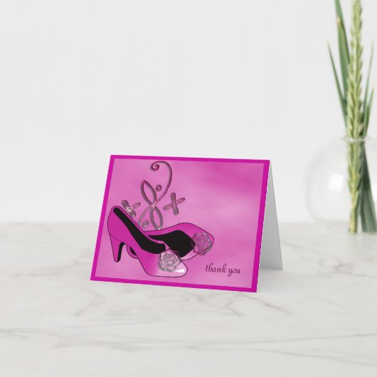 Hot Pink Heels Quinceanera 15e verjaardag Dank u Bedankkaart (Voorkant)