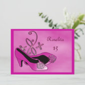 Hot Pink Heels Quinceanera 15e verjaardag Kaart (Staand voorkant)