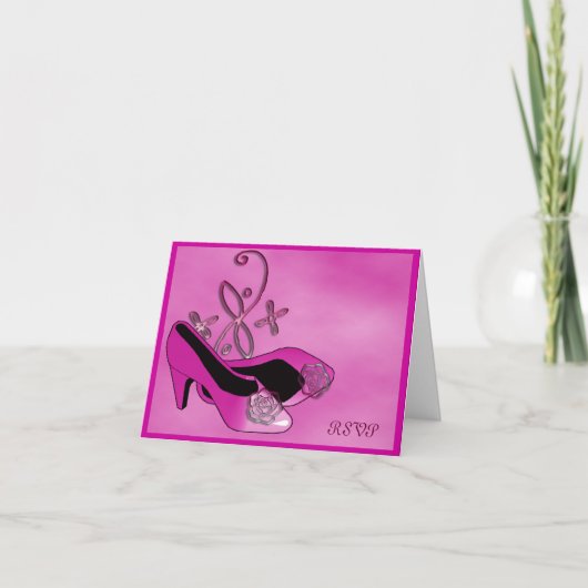 Hot Pink Heels Quinceanera 15e verjaardag RSVP (Voorkant)