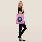 Hot Pink Herringbone Pattern Monogram Bag Tote Bag (Op model)