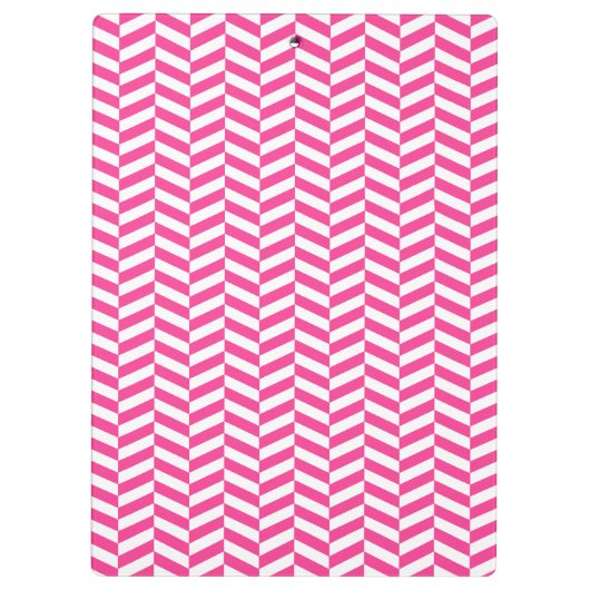 Hot Pink Herringbone Pattern Monogram Klembord (Achterkant)
