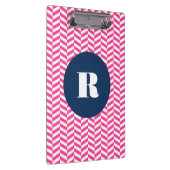Hot Pink Herringbone Pattern Monogram Klembord (Rechts)