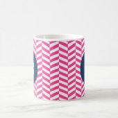 Hot Pink Herringbone Pattern Monogram Koffiemok (Center)