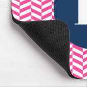 Hot Pink Herringbone Pattern Monogram Muismat (Hoek)
